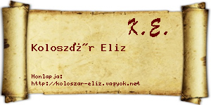 Koloszár Eliz névjegykártya
